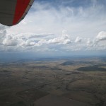 On final glide, rain is still not too close